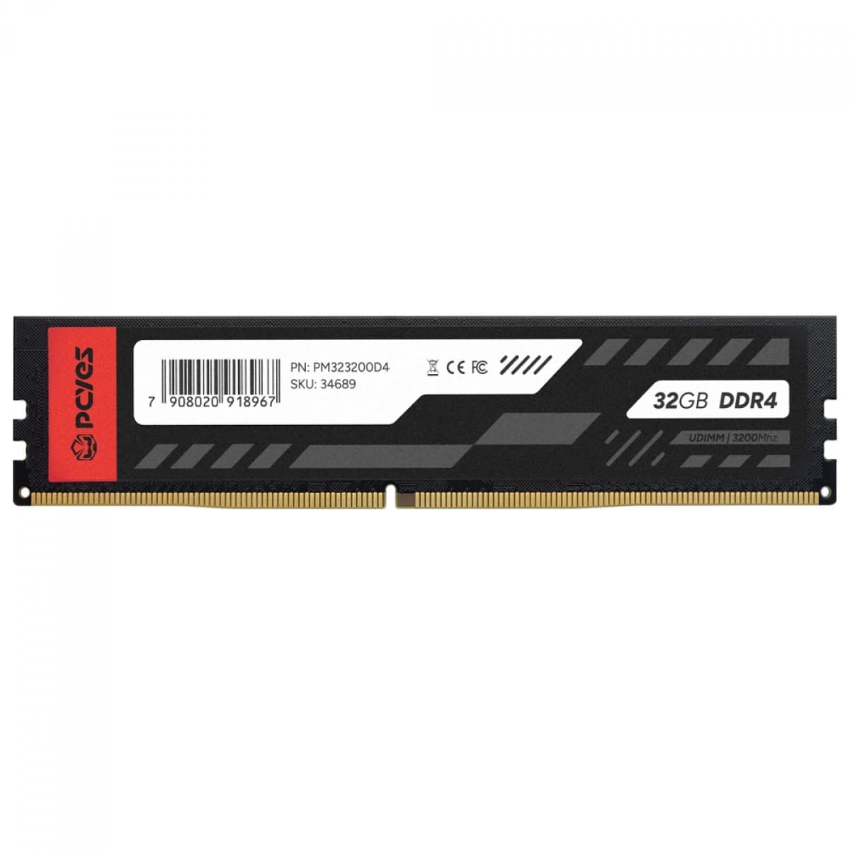 PcYes 32GB (1x32GB) DDR4 PcYes 32GB (1x32GB) DDR4 3200MHz CL16 Preto - PM323200D4