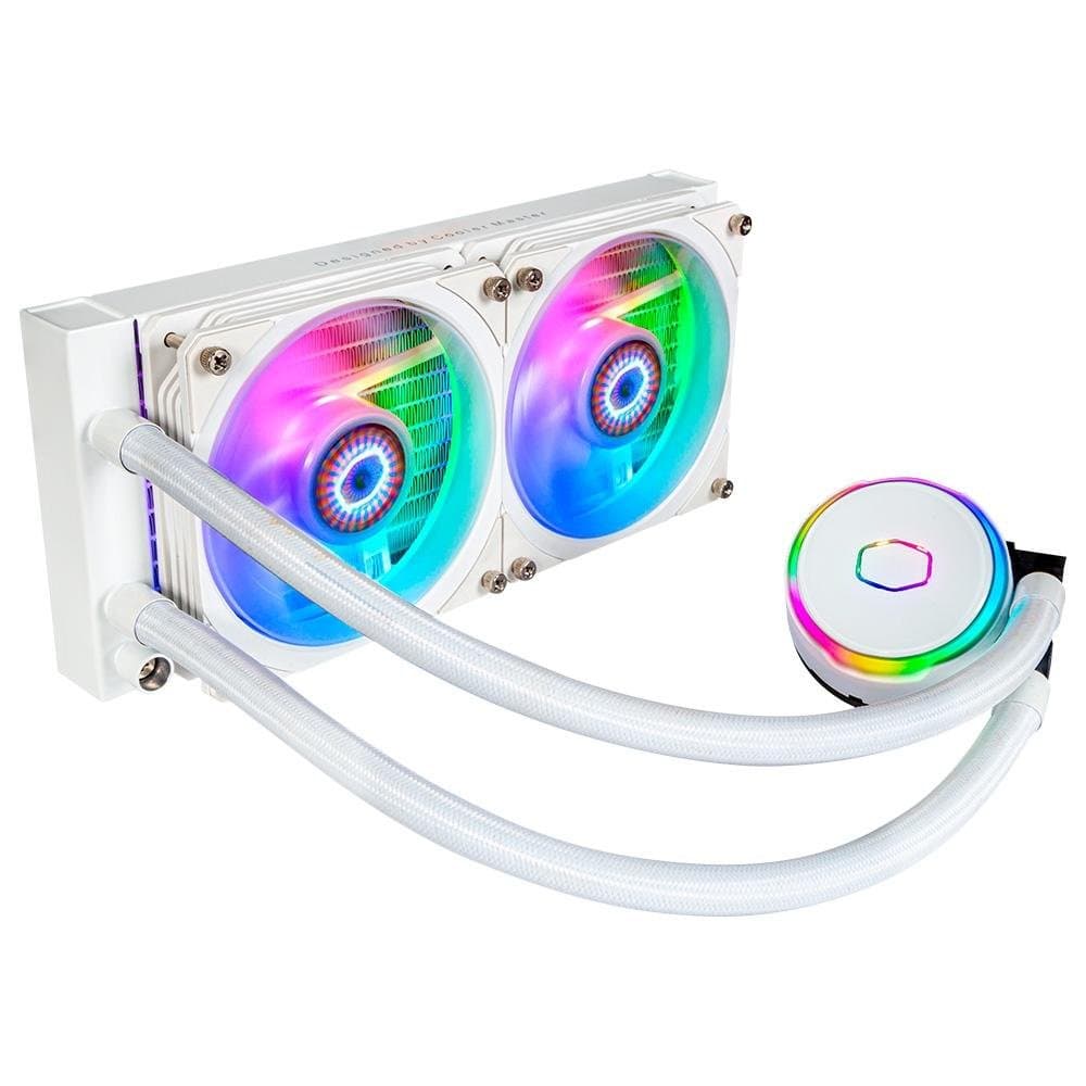 Water Cooler Cooler Master MasterLiquid PL240 Flux White Edition 240mm RGB Water Cooler Cooler Master MasterLiquid PL240 Flux White Edition 240mm RGB Branco - MLY-D24M-A23PZ-RW
