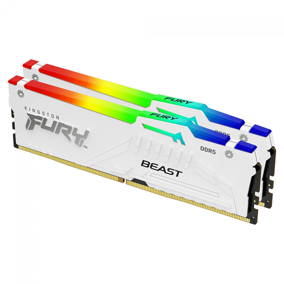 Kingston Fury Beast RGB 64GB (2x32GB) DDR5 Kingston Fury Beast RGB 64GB (2x32GB) DDR5 5600MHz CL36 Branco - KF556C36BWEAK2-64