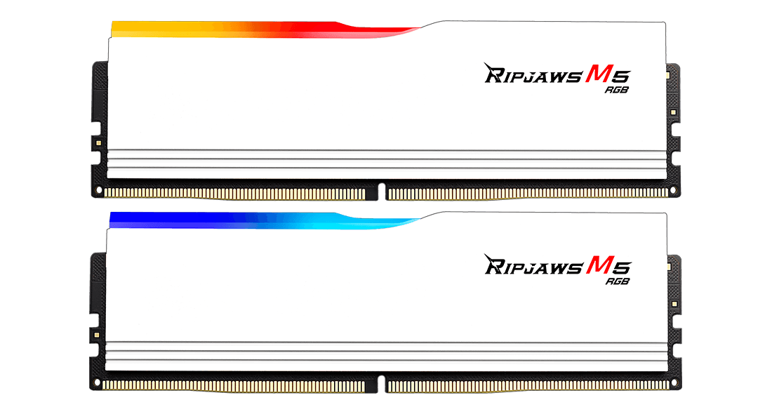 G.Skill Ripjaws M5 RGB 64GB (2x32GB) DDR5 G.Skill Ripjaws M5 RGB 64GB (2x32GB) DDR5 5200MHz CL40 Branco - F5-5200J4040A32GX2-RM5RW