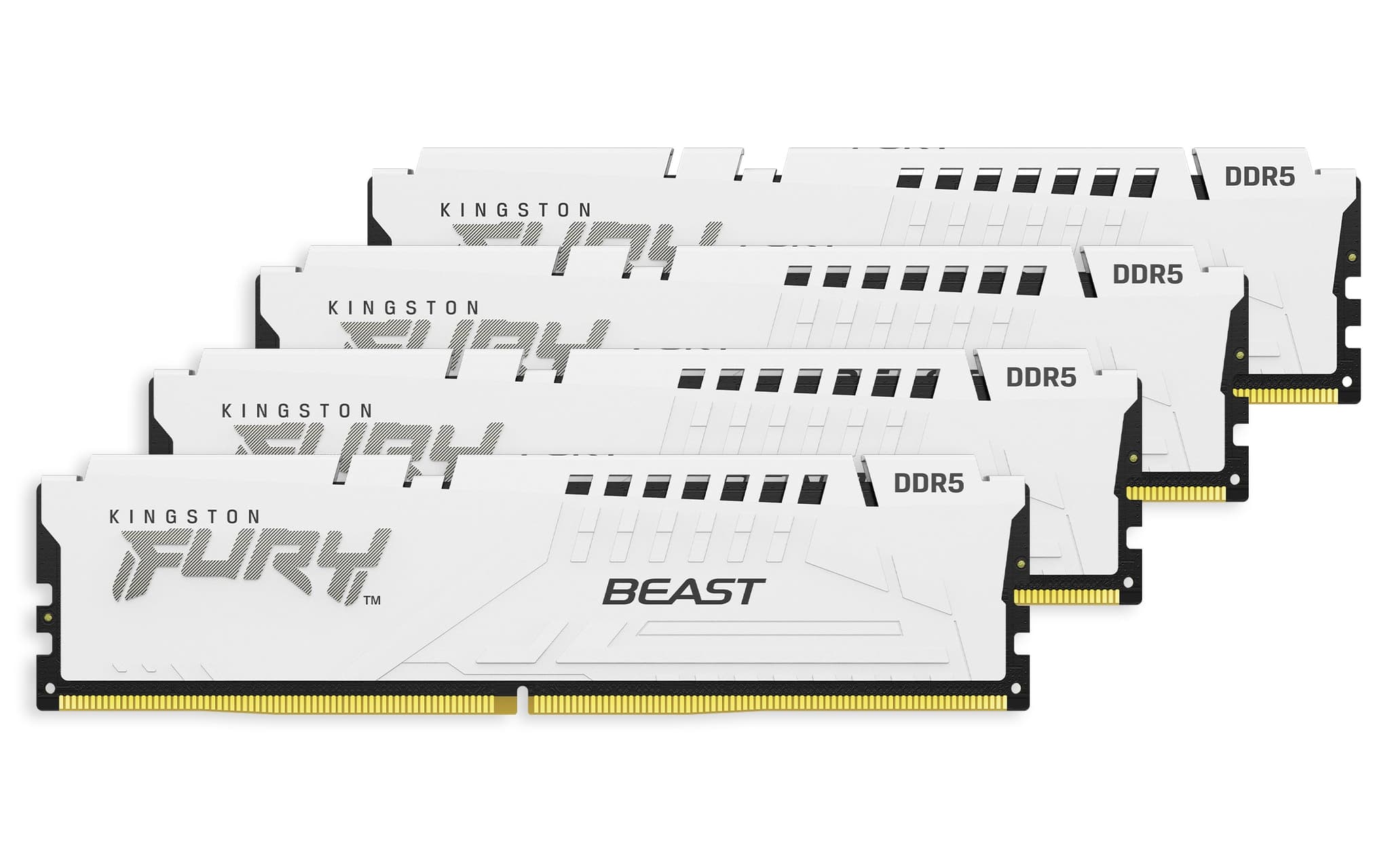 Kingston Fury Beast 64GB DDR5 Kingston Fury Beast 64GB (4x16GB) DDR5 5600MHz CL40 Branco - KF556C40BWK4-64