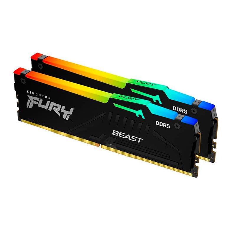 Kingston Fury Beast RGB 16GB (2x8GB) DDR5 Kingston Fury Beast RGB 16GB (2x8GB) DDR5 5200MHz CL40 Preto - KF552C40BBAK2-16
