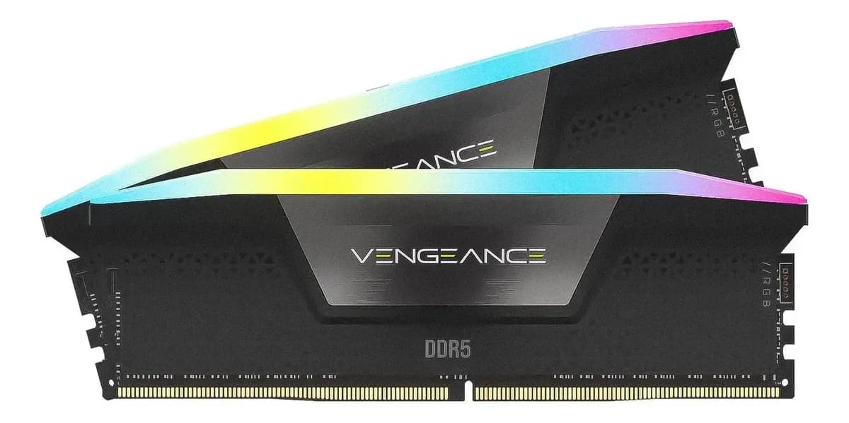 Corsair Vengeance RGB 32GB (2x16GB) DDR5 Corsair Vengeance RGB 32GB (2x16GB) DDR5 6000MHz CL36 Preto - CMK32GX5M2F6000C36