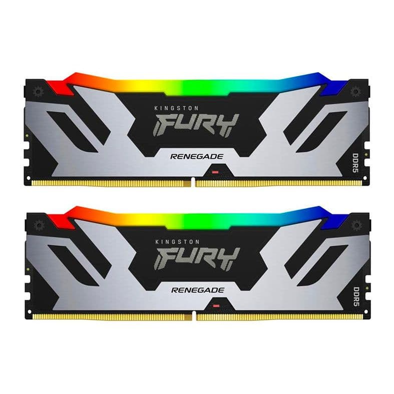 Kingston Fury Renegade RGB 32GB (2x16GB) DDR5 6400MHz CL32 Preto,Prata - KF564C32RSAK2-32