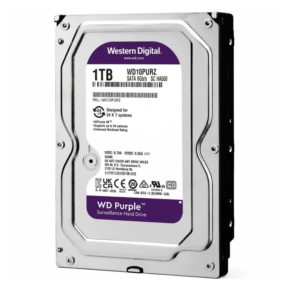 Western Digital WD Purple 1TB HDD SATA III - WD10PURZ Western Digital WD Purple 1TB HDD SATA III - WD10PURZ