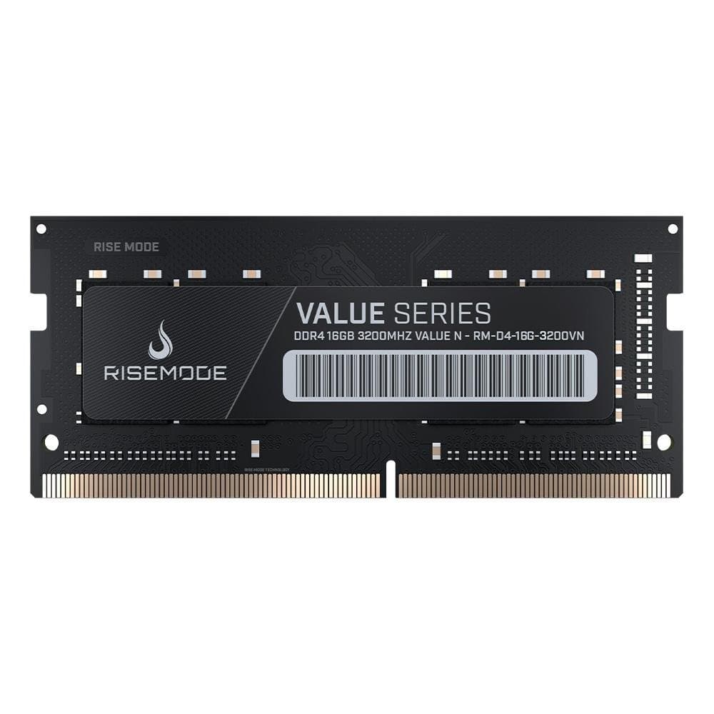 Rise Mode Value 16GB (1x16GB) DDR4 SO-DIMM Rise Mode Value 16GB (1x16GB) DDR4 SO-DIMM 3200MHz CL22 Preto - RM-D4-16G-3200VN