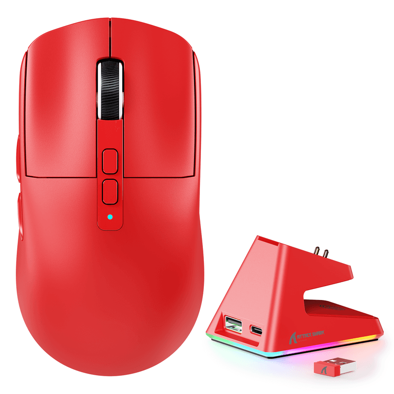 Attack Shark X6 Sem Fio, Sensor PixArt PAW3395, 26000 DPI, Vermelho