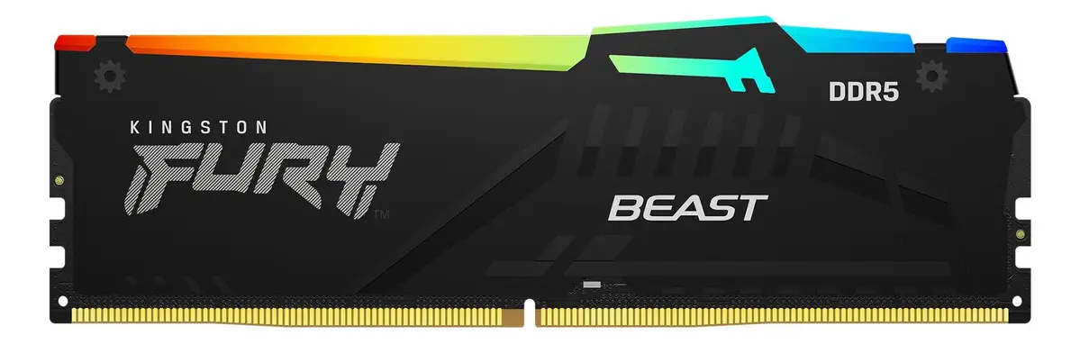 Kingston Fury Beast RGB 32GB (1x32GB) DDR5 Kingston Fury Beast RGB 32GB (1x32GB) DDR5 6000MHz CL40 Preto - KF560C40BBA-32
