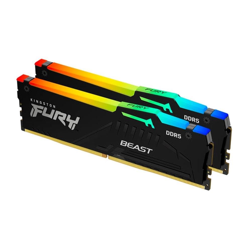 Kingston Fury Beast RGB 64GB (2x32GB) DDR5 Kingston Fury Beast RGB 64GB (2x32GB) DDR5 6000MHz CL30 Preto - KF560C30BBEAK2-64