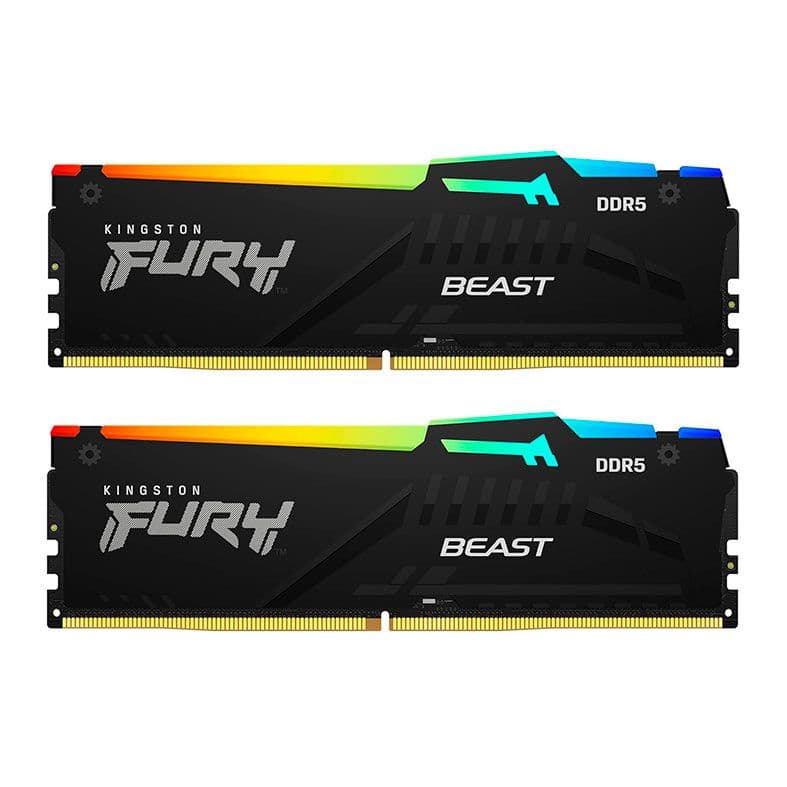 Kingston Fury Beast RGB 16GB (2x8GB) DDR5 Kingston Fury Beast RGB 16GB (2x8GB) DDR5 5600MHz CL36 Preto - KF556C36BBEAK2-16