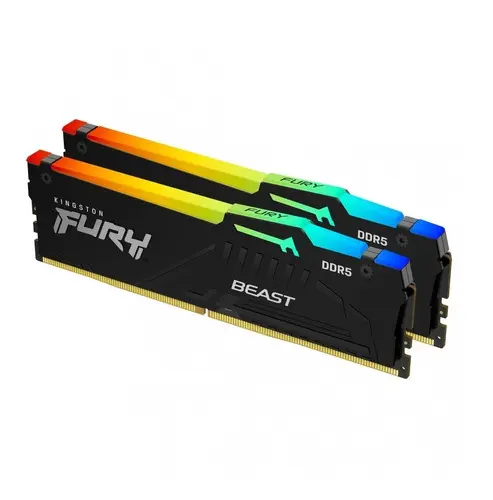 Kingston Fury Beast RGB 32GB (2x16GB) DDR5 Kingston Fury Beast RGB 32GB (2x16GB) DDR5 4800MHz CL38 Preto -  KF548C38BBAK2-32