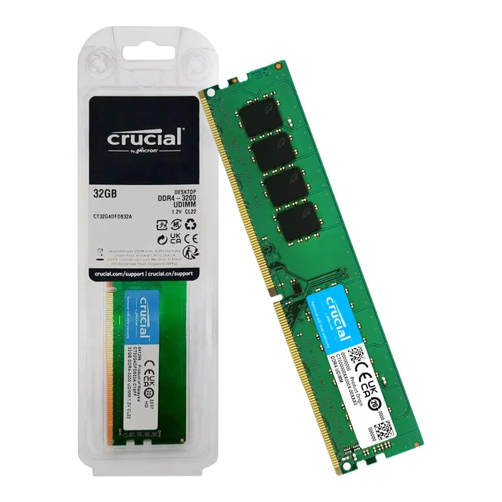 Crucial Basics 32GB DDR4 Crucial Basics 32GB (1x32GB) DDR4 3200MHz CL22 Verde - CT32G4DFD832A