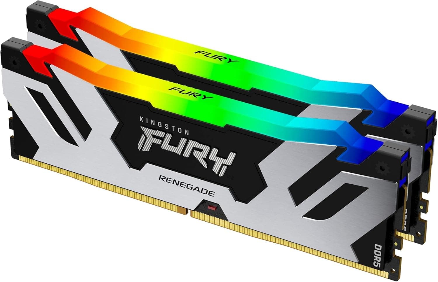 Kingston Fury Renegade RGB 64GB (2x32GB) DDR5 Kingston Fury Renegade RGB 64GB (2x32GB) DDR5 6000MHz CL32 Preto,Prata - KF560C32RSAK2-64