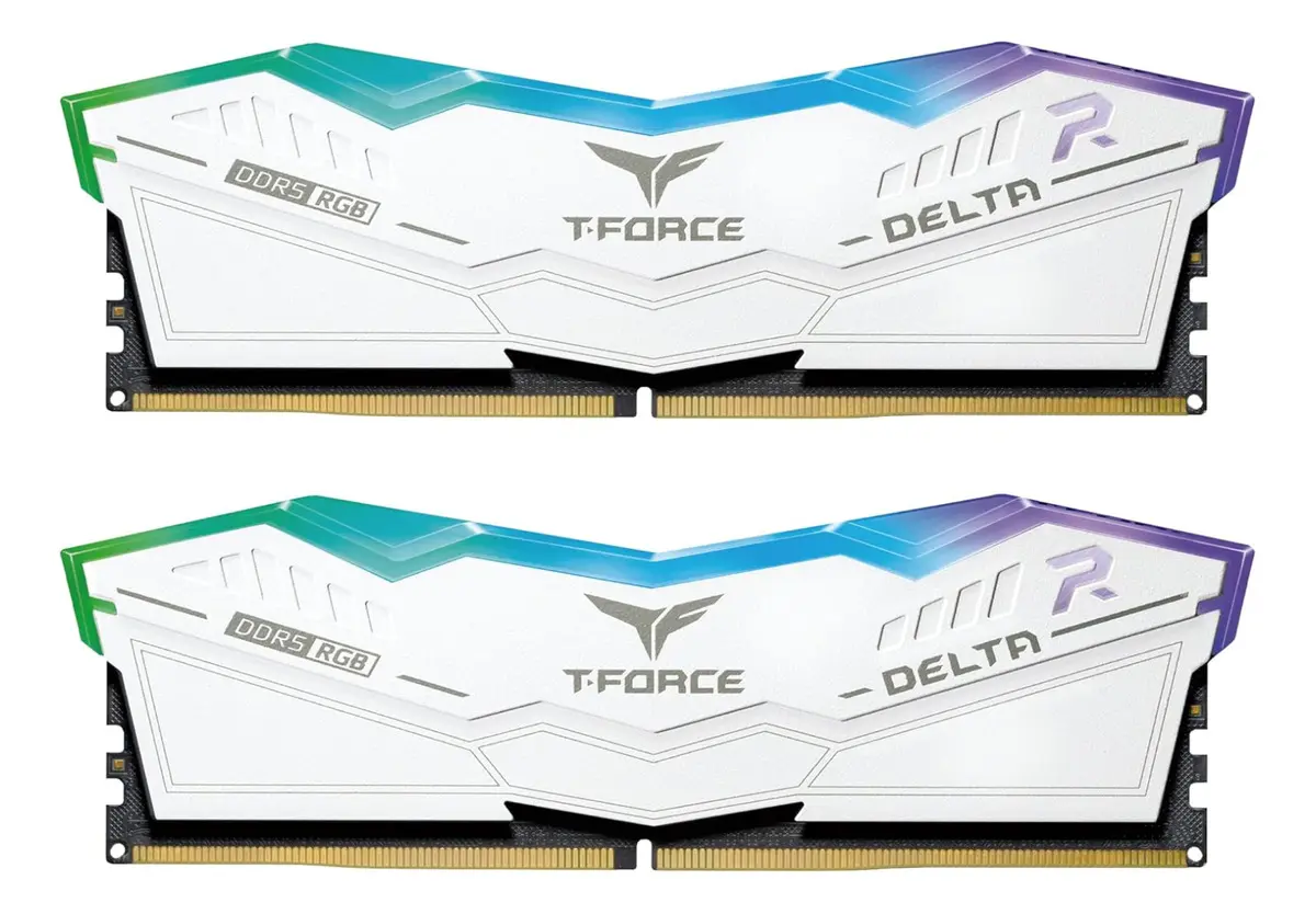 Team Group T-Force Delta RGB 32GB (2x16GB) DDR5 Team Group T-Force Delta RGB 32GB (2x16GB) DDR5 6000MHz CL30 Branco - FF4D532G6000HC30DC01