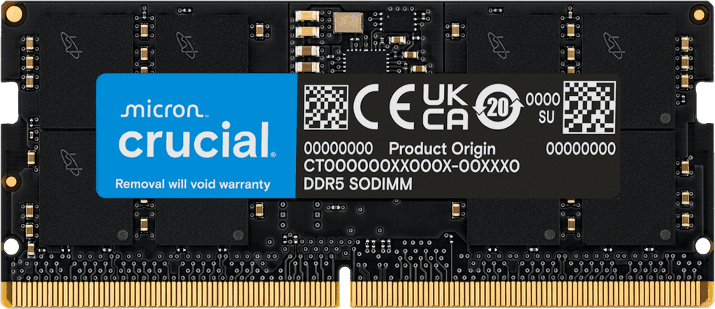 Crucial Basics 48GB (1x48GB) DDR5 SO-DIMM Crucial Basics 48GB (1x48GB) DDR5 SO-DIMM 5600MHz CL46 Preto - CT48G56C46S5