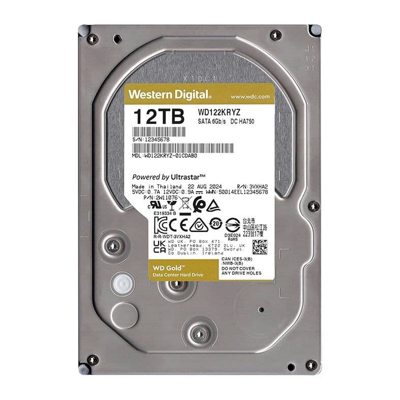 Western Digital WD Gold 12TB HDD SATA III - WD122KRYZ Western Digital WD Gold 12TB HDD SATA III - WD122KRYZ