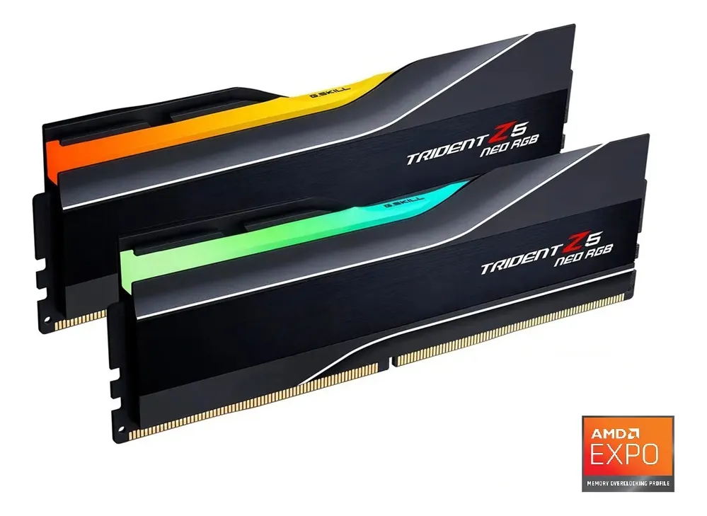 G.Skill Trident Z5 Neo RGB 64GB (2x32GB) DDR5 G.Skill Trident Z5 Neo RGB 64GB (2x32GB) DDR5 6000MHz CL28 Preto - F5-6000J2836G32X2-TZ5NR