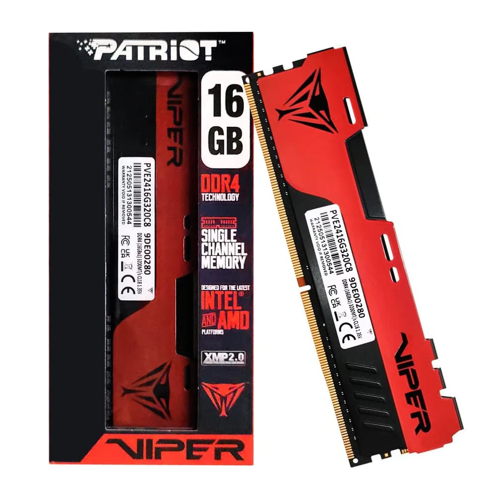 Patriot Viper Elite II 16GB DDR4 Patriot Viper Elite II 16GB (1x16GB) DDR4 3200MHz CL18 Preto, Vermelho - PVE2416G320C8