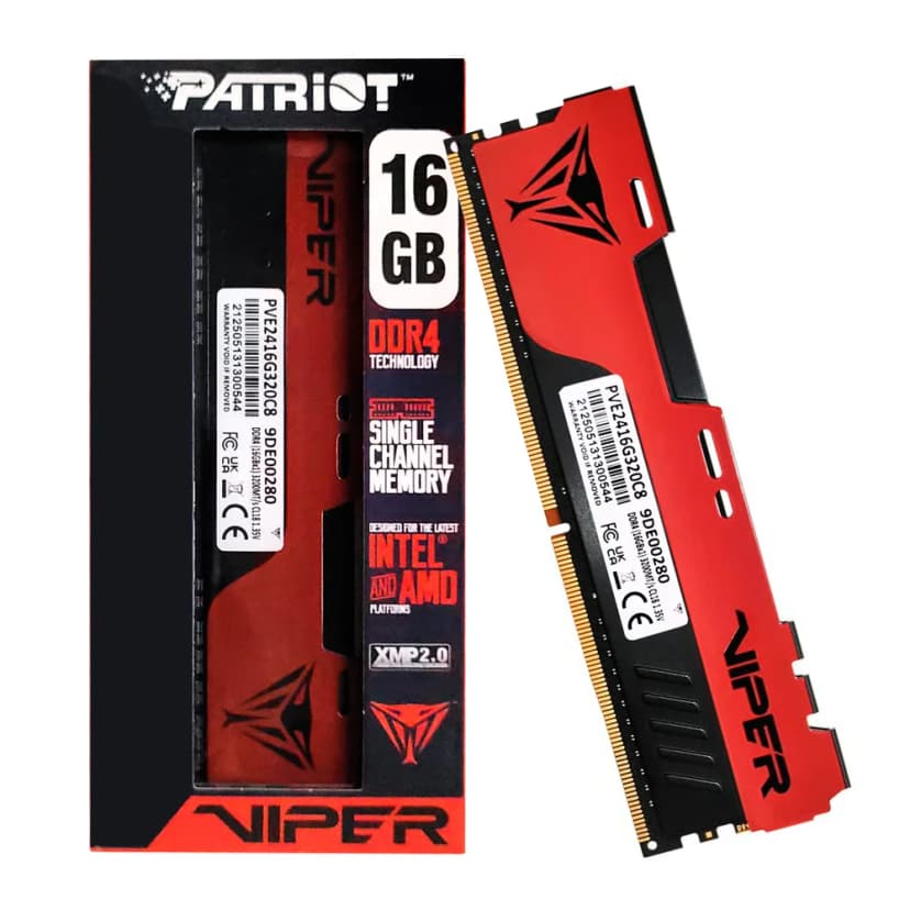 Patriot Viper Elite II 16GB (1x16GB) DDR4 3200MHz CL18 Preto, Vermelho - PVE2416G320C8
