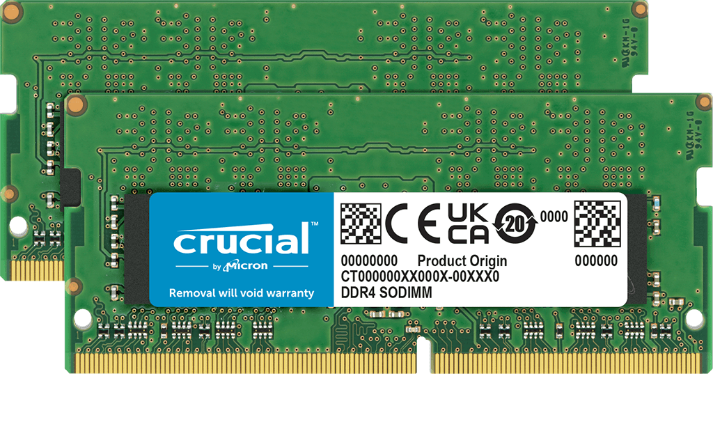 Crucial Basics 64GB (2x32GB) DDR4 SO-DIMM Crucial Basics 64GB (2x32GB) DDR4 SO-DIMM 3200MHz CL22 Verde - CT2K32G4SFD832A