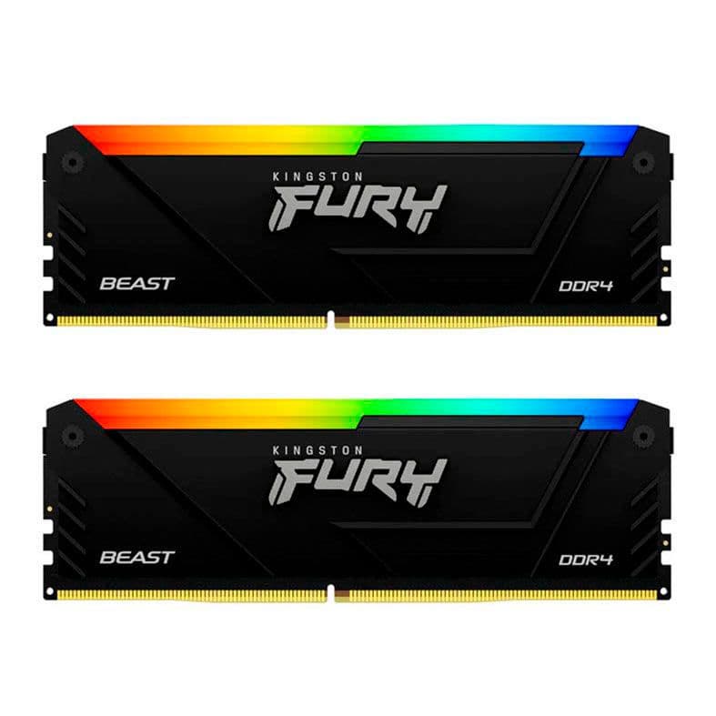 Kingston Fury Beast RGB 32GB (2x16GB) DDR4 3600MHz CL18 Preto - KF436C18BB2AK2/32