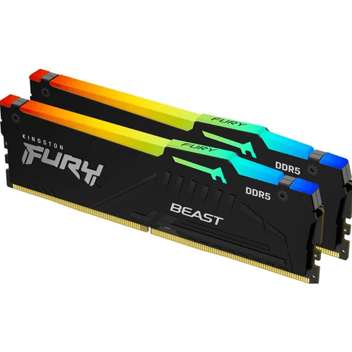Kingston Fury Beast RGB 32GB (2x16GB) DDR5 Kingston Fury Beast RGB 32GB (2x16GB) DDR5 6000MHz CL30 Preto - KF560C30BBAK2-32