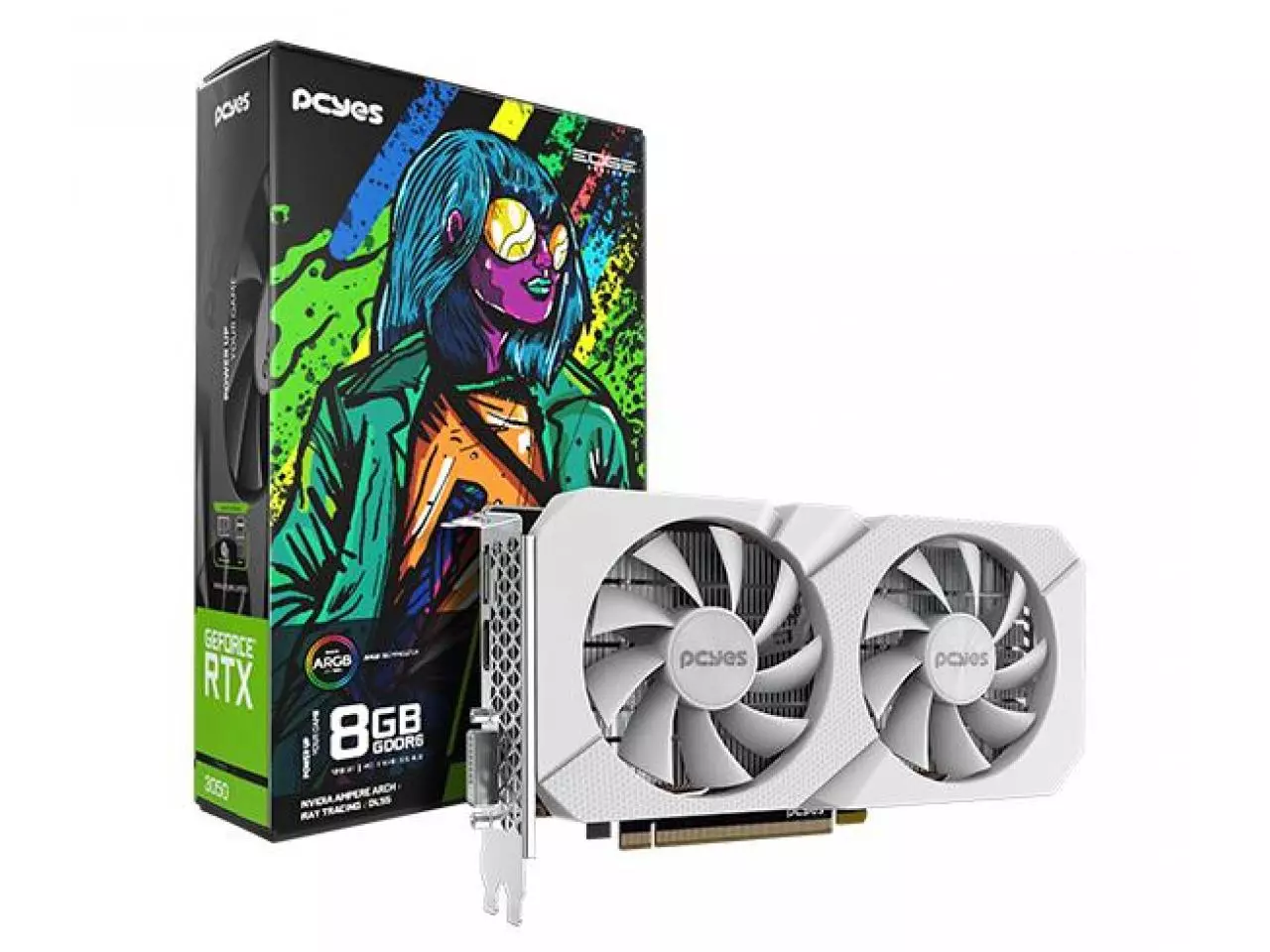 RTX 3050 8GB PcYes RTX 3050 8GB Graffiti Series Branco