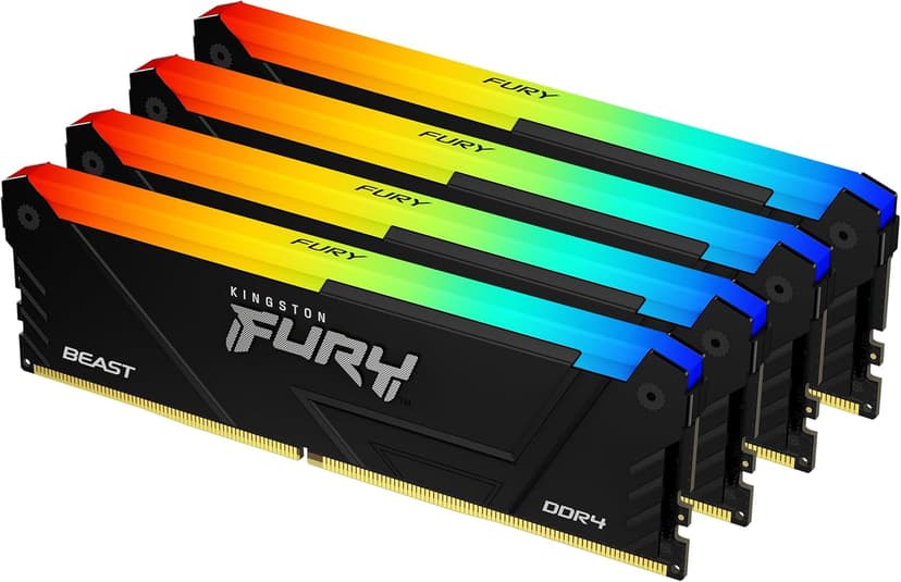 Kingston Fury Beast RGB 32GB (4x8GB) DDR4 3200MHz CL16 Preto - KF432C16BB2AK4/32