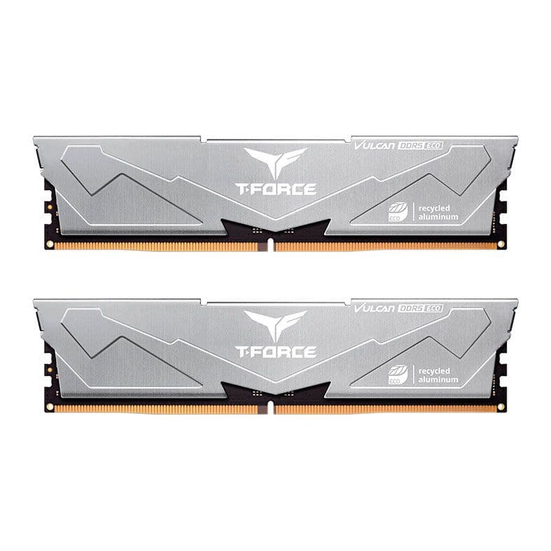 Team Group T-Force Vulcan Eco 32GB DDR5 Team Group T-Force Vulcan Eco 32GB (2x16GB) DDR5 6400MHz CL38 Cinza - FLESD532G6400HC38JDC01