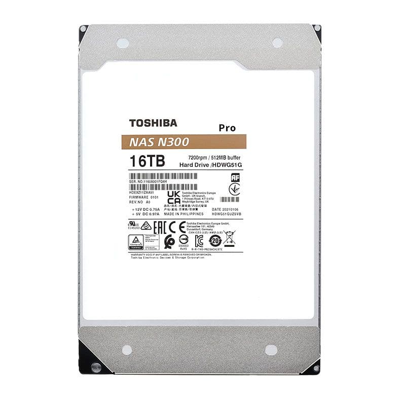 Toshiba N300 Pro 16TB HDD SATA III - HDWG51GXZSTB Toshiba N300 Pro 16TB HDD SATA III - HDWG51GXZSTB