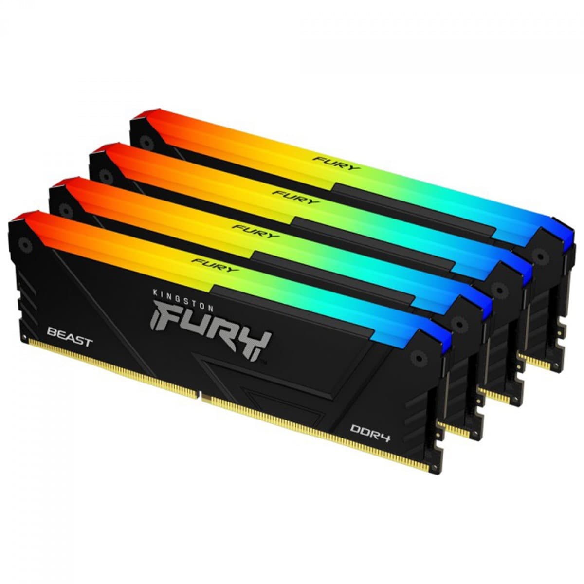 Kingston Fury Beast RGB 128GB (4x32GB) DDR4 Kingston Fury Beast RGB 128GB (4x32GB) DDR4 2666MHz CL16 Preto - KF426C16BB2AK4/128