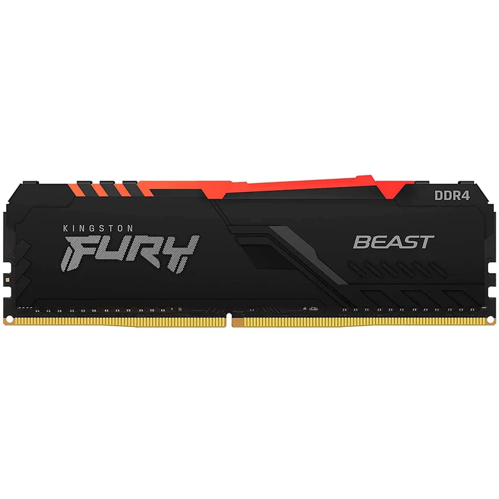 Kingston Fury Beast RGB 16GB (1x16GB) DDR4 Kingston Fury Beast RGB 16GB (1x16GB) DDR4 3200MHz CL16 Preto - KF432C16BBA/16