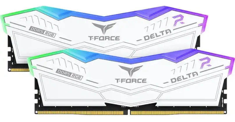 Team Group T-Force Delta RGB 16GB (2x8GB) DDR5 Team Group T-Force Delta RGB 16GB (2x8GB) DDR5 6000MHz CL38 Branco - FF4D516G6000HC38ADC01