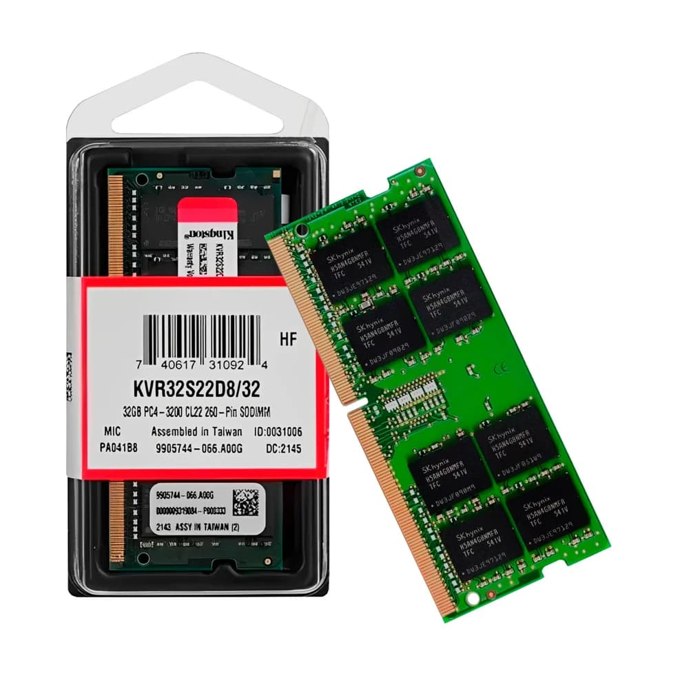 Kingston ValueRam 32GB DDR4 SO-DIMM Kingston ValueRam 32GB (1x32GB) DDR4 SO-DIMM 3200MHz CL22 Verde - KVR32S22D8/32