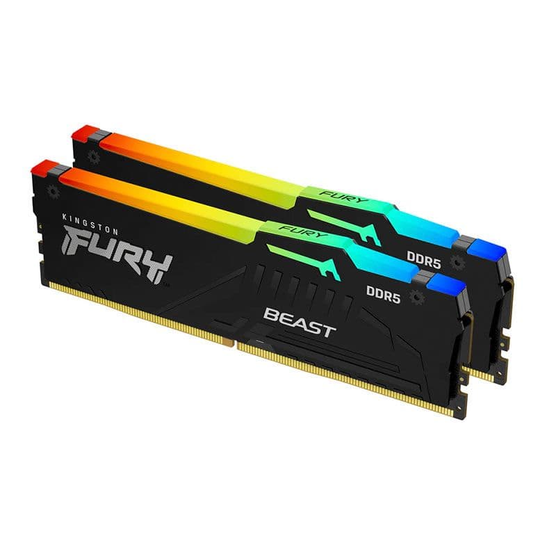 Kingston Fury Beast RGB 128GB (2x64GB) DDR5 Kingston Fury Beast RGB 128GB (2x64GB) DDR5 5600MHz CL36 Preto - KF556C36BBEAK2-128