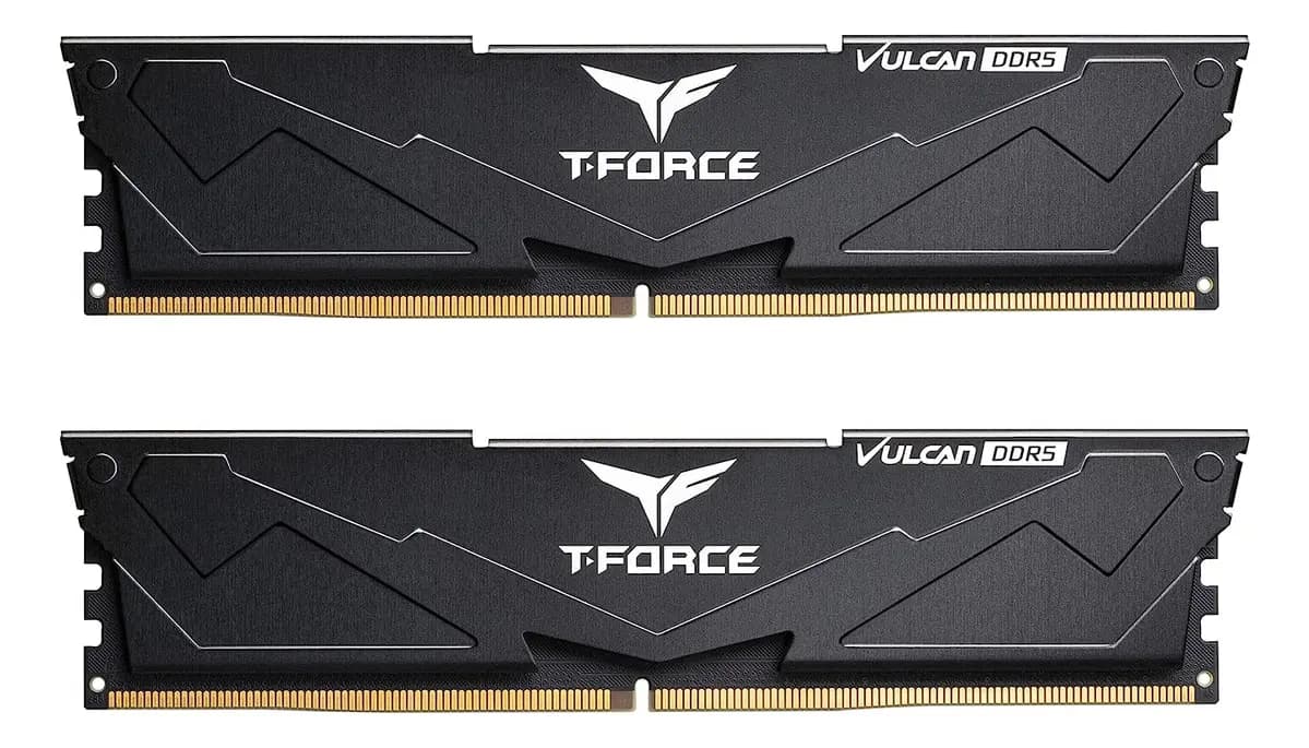 Team Group T-Force Vulcan A 32GB (2x16GB) DDR5 Team Group T-Force Vulcan A 32GB (2x16GB) DDR5 6000MHz CL38 Preto - FLBD532G6000HC38ADC01