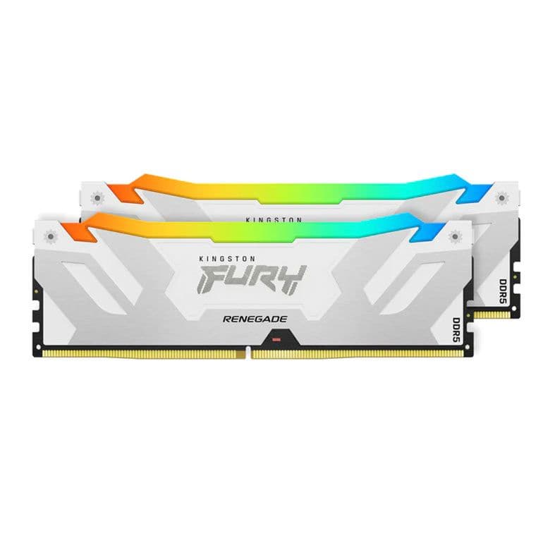 Kingston Fury Renegade RGB 32GB (2x16GB) DDR5 Kingston Fury Renegade RGB 32GB (2x16GB) DDR5 6400MHz CL32 Branco - KF564C32RWAK2-32