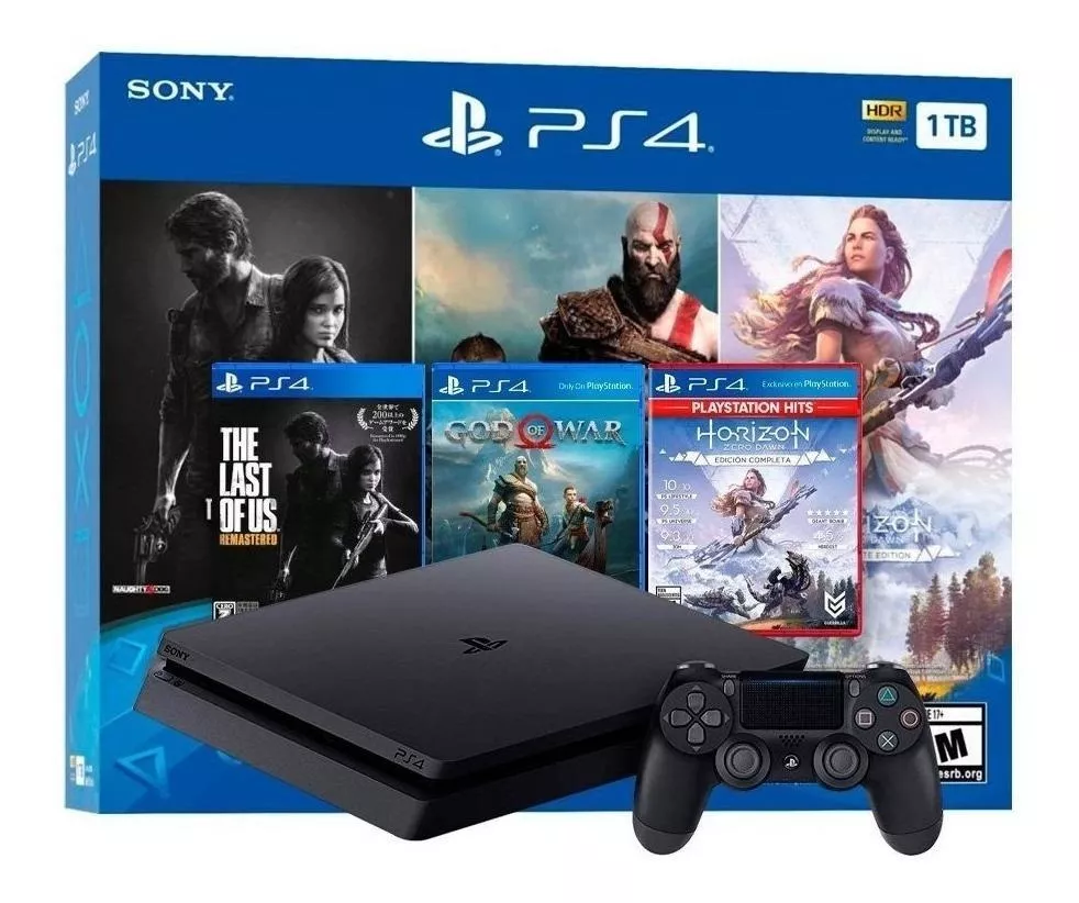PlayStation 4 PlayStation 4 Slim 1TB + 1 Controle + 3 Jogos