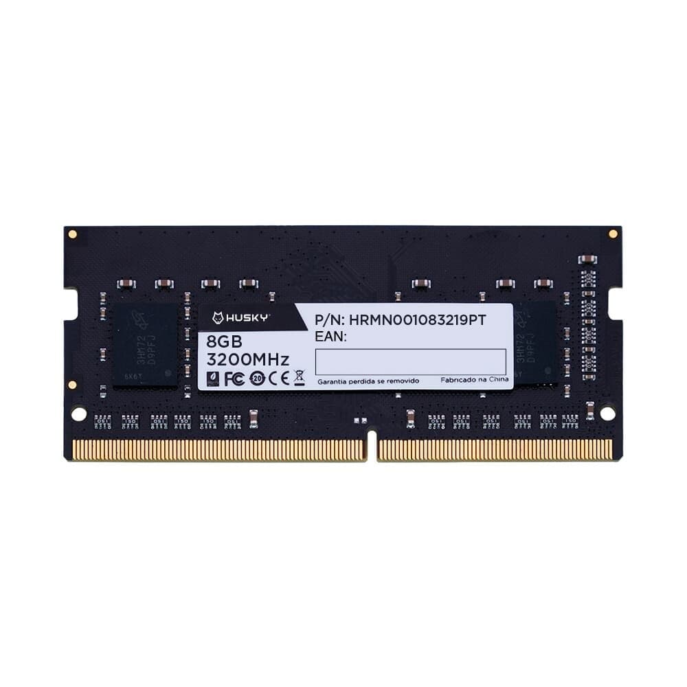 Husky 8GB (1x8GB) DDR4 SO-DIMM Husky 8GB (1x8GB) DDR4 SO-DIMM 3200MHz CL19 Preto - HRMN001083219PT