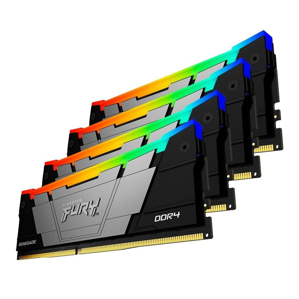 Kingston Fury Renegade RGB 32GB (4x8GB) DDR4 Kingston Fury Renegade RGB 32GB (4x8GB) DDR4 3600MHz CL16 Preto,Prata - KF436C16RB2AK4/32