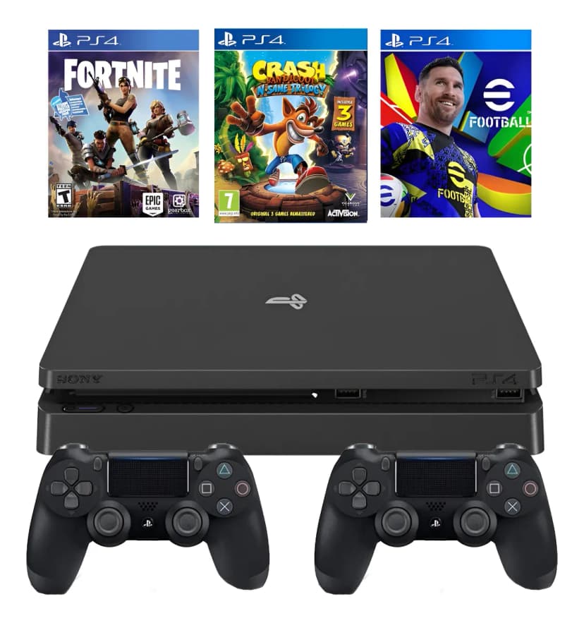 PlayStation 4 PlayStation 4 Slim 1TB + 2 Controles + 3 Jogos