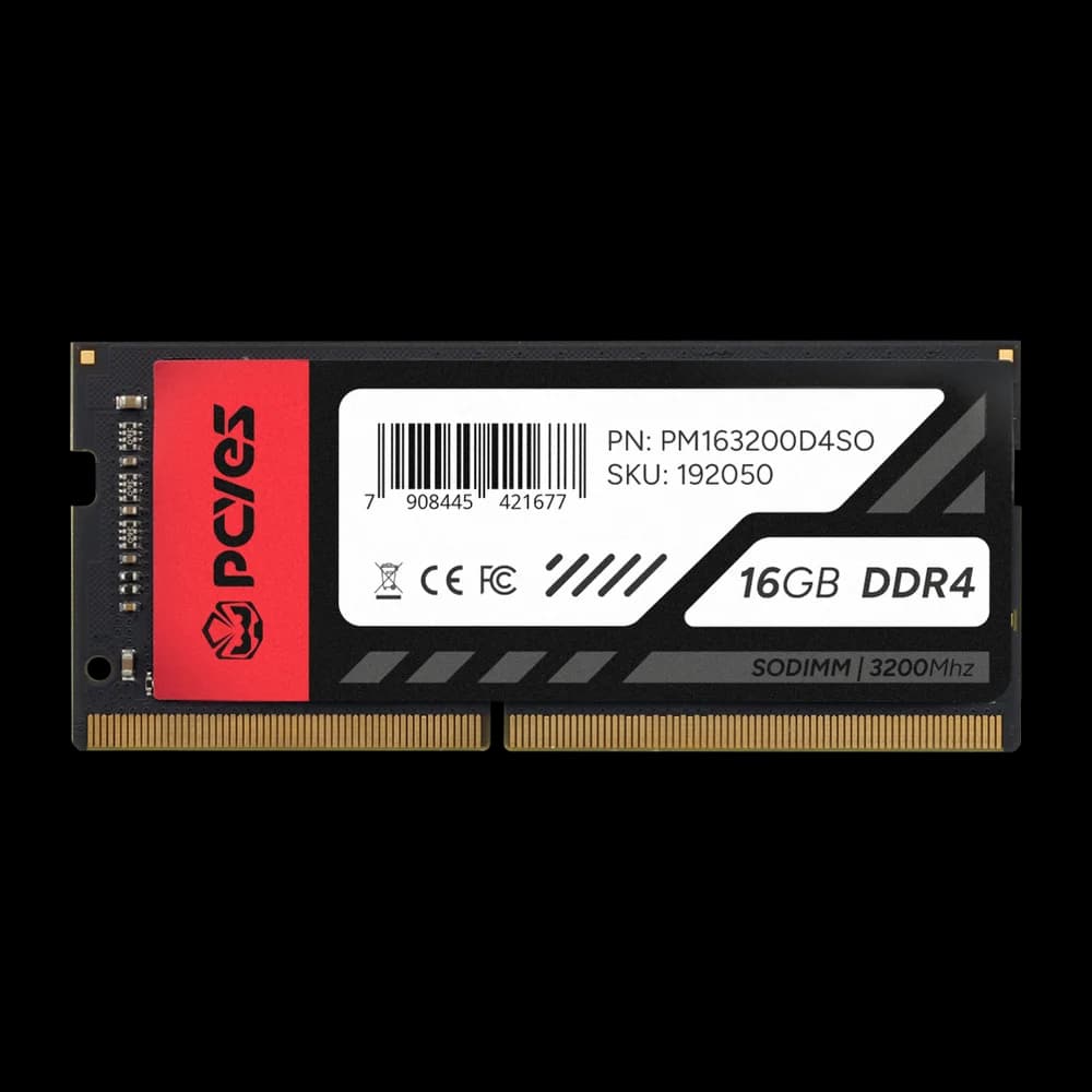 PCYES 16GB (1x16GB) DDR4 SO-DIMM PCYES 16GB (1x16GB) DDR4 SO-DIMM 3200MHz CL16 Preto - PM163200D4SO
