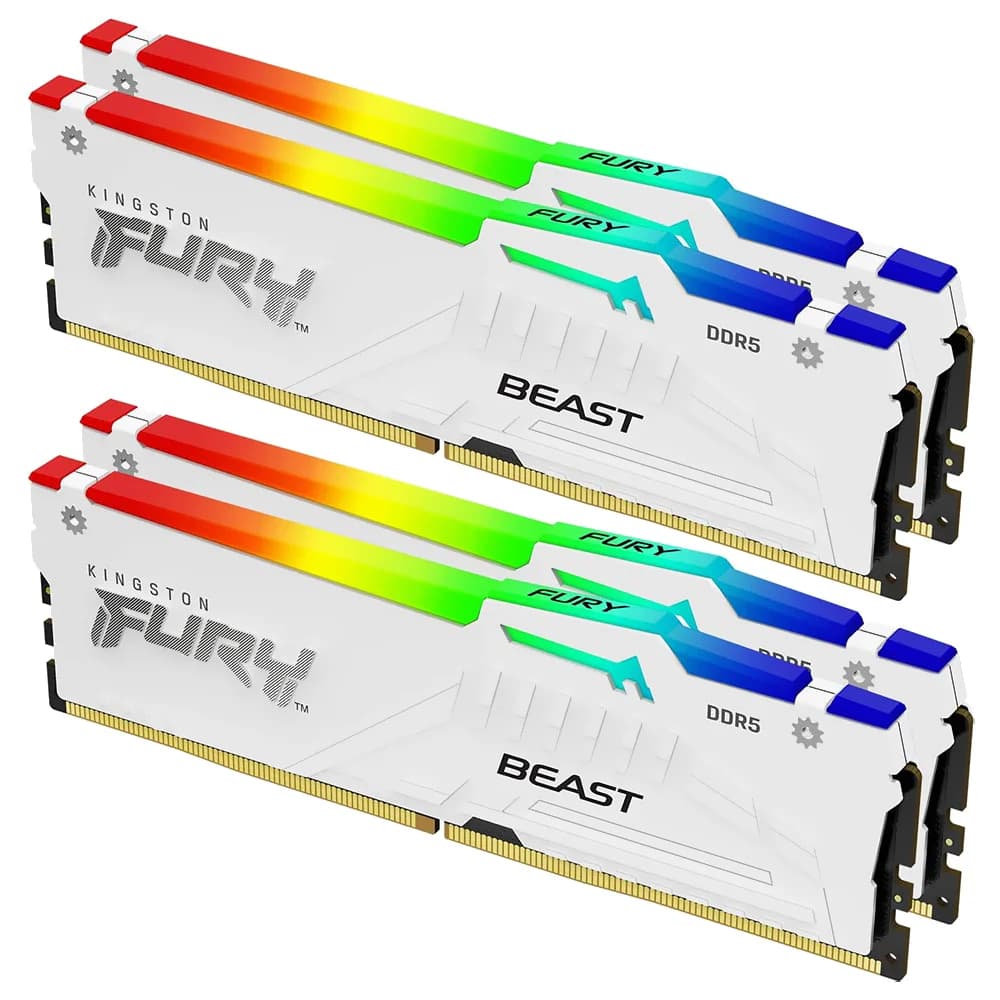 Kingston Fury Beast 64GB (4x16GB) DDR5 Kingston Fury Beast 64GB (4x16GB) DDR5 6000MHz CL40 Branco - KF560C40BWAK4-64