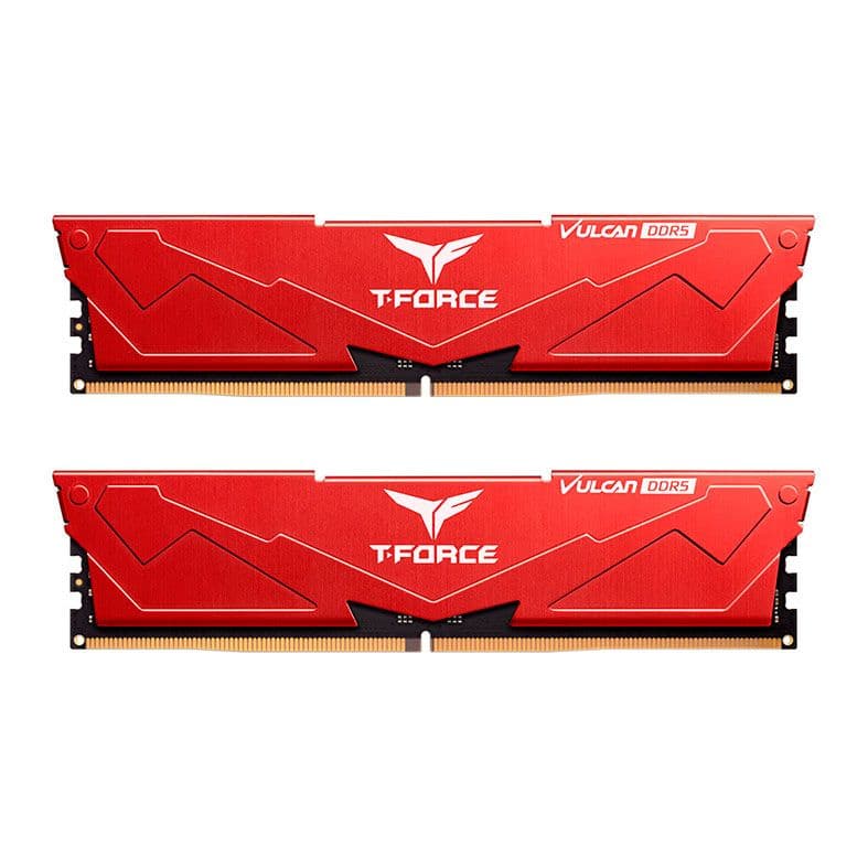 Team Group T-Force Vulcan 64GB DDR5 Team Group T-Force Vulcan 64GB (2x32GB) DDR5 6400MHz CL34 Vermelho - FLRD564G6400HC34EDC01