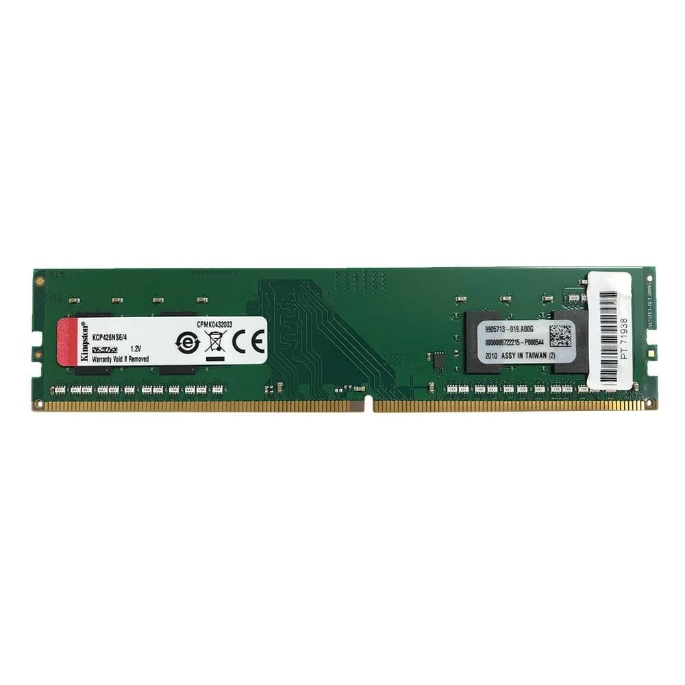 Kingston KCP 4GB DDR4 Kingston KCP 4GB (1x4GB) DDR4 2666MHz CL19 Verde - KCP426NS6/4