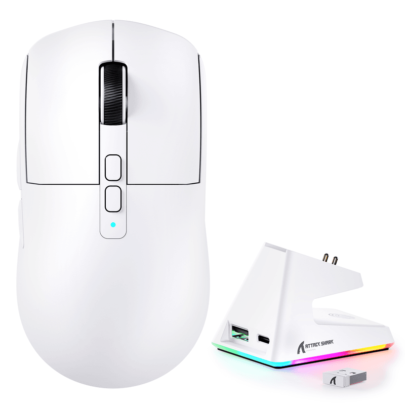 Attack Shark X6 Sem Fio, Sensor PixArt PAW3395, 26000 DPI, Branco