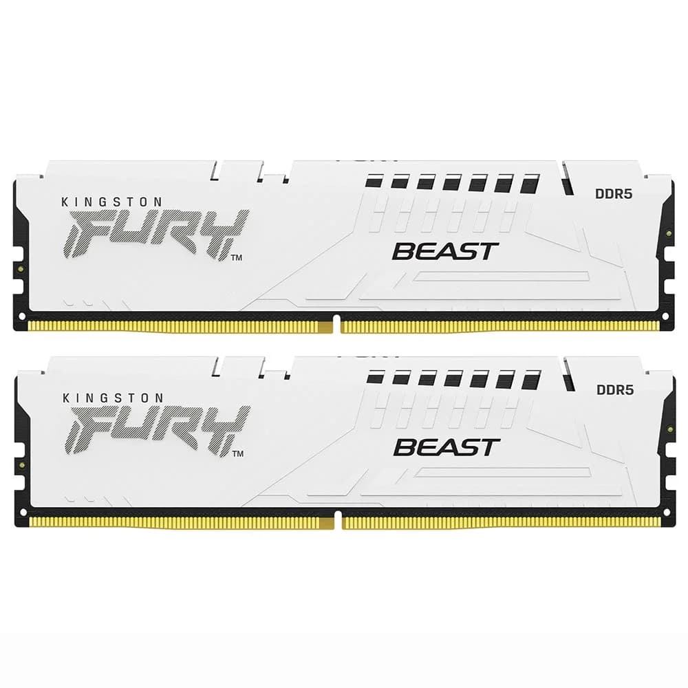 Kingston Fury Beast 64GB (2x32GB) DDR5 Kingston Fury Beast 64GB (2x32GB) DDR5 5600MHz CL40 Branco - KF556C40BWK2-64