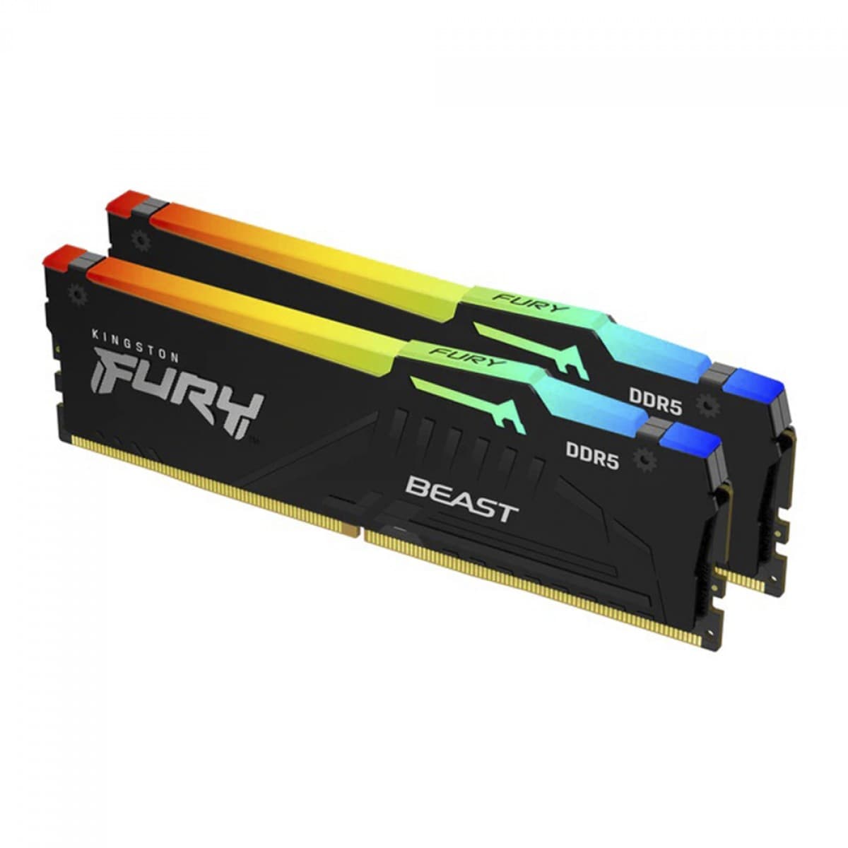 Kingston Fury Beast RGB 32GB (2x16GB) DDR5 Kingston Fury Beast RGB 32GB (2x16GB) DDR5 5200MHz CL36 Preto - KF552C36BBEAK2-32