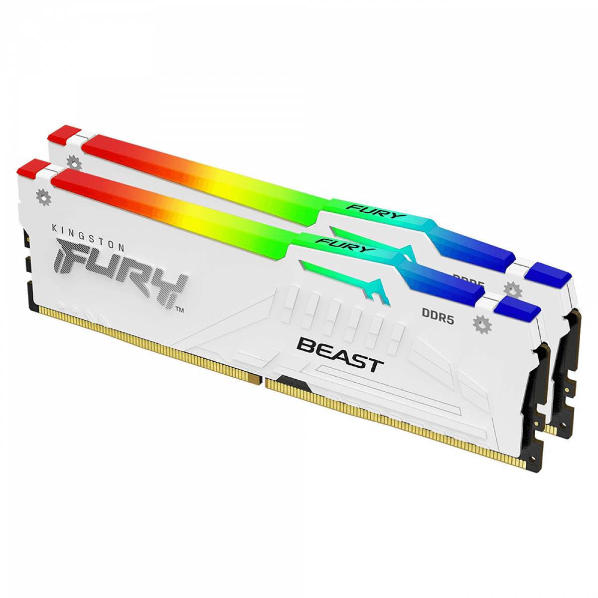 Kingston Fury Beast RGB 64GB (2x32GB) DDR5 Kingston Fury Beast RGB 64GB (2x32GB) DDR5 6000MHz CL36 Branco - KF560C36BWEAK2-64