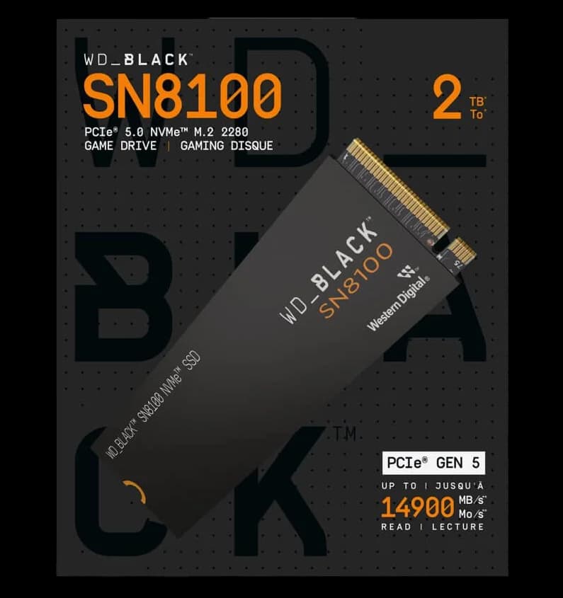 Western Digital WD_BLACK SN8100 2TB SSD NVMe Gen 5 - WDS200T1X0M-00CMT0 Western Digital WD_BLACK SN8100 2TB SSD NVMe Gen 5 - WDS200T1X0M-00CMT0